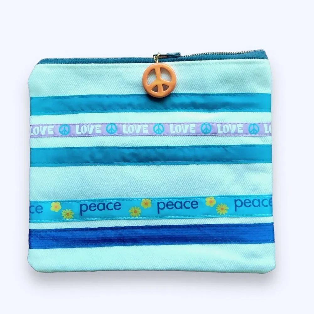 Peace and Love Small Makeup Bag Storage Pouch Cosmetic Clutch NEW Single only